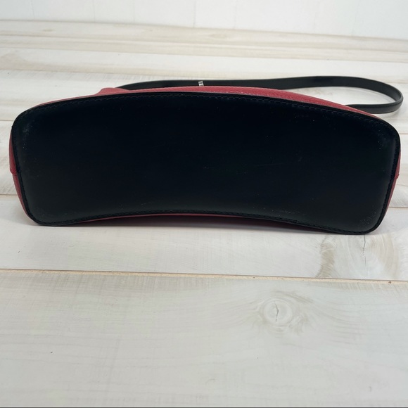 La Tour Eiffel Red Pebbled Leather Bag Vintage Paris - Picture 7 of 10